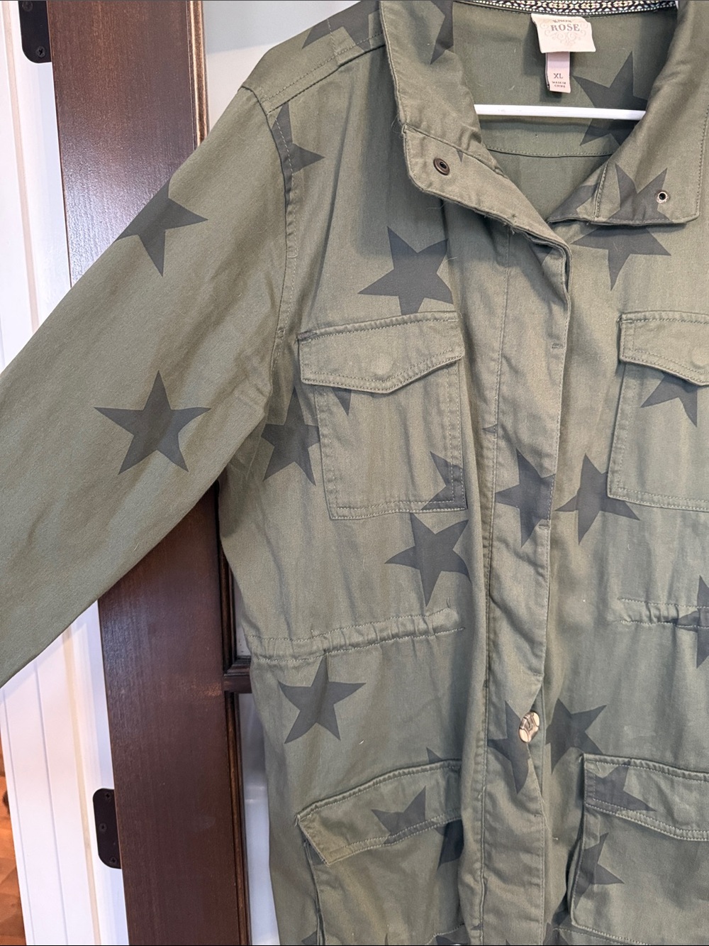 Knox Rose Olive Green Star-Print Utility Jacket - Picture 3 of 6
